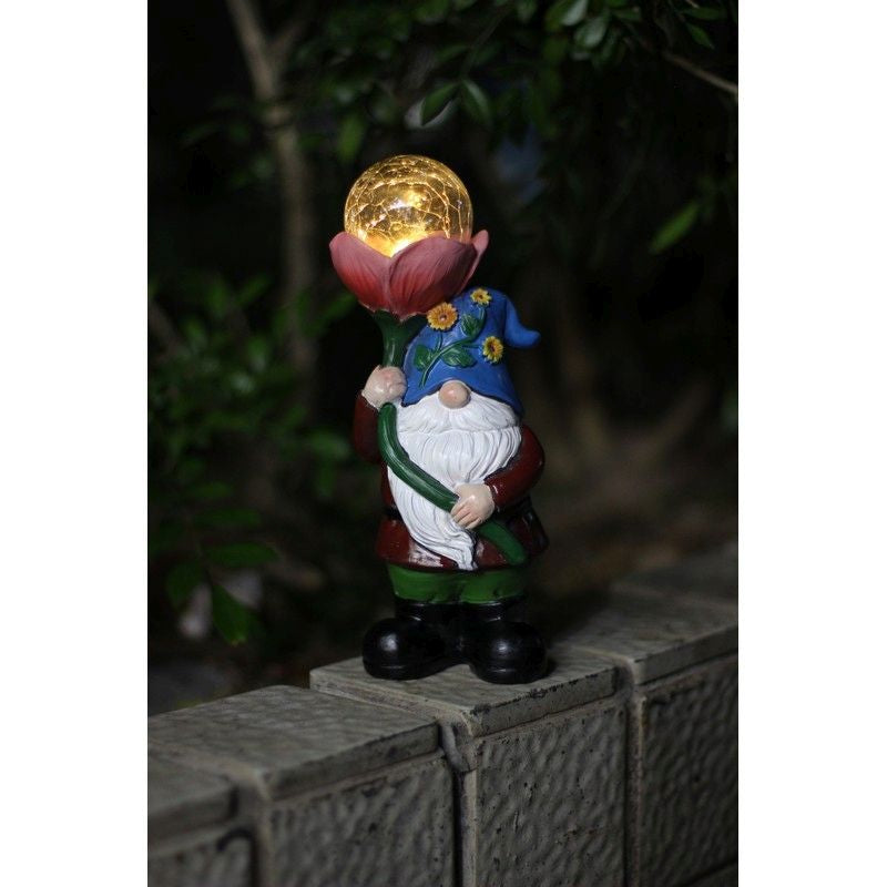 Red Gnome Solar Garden Light Ornament Decoration 3 Warm White LED - 24cm by Bright Garden