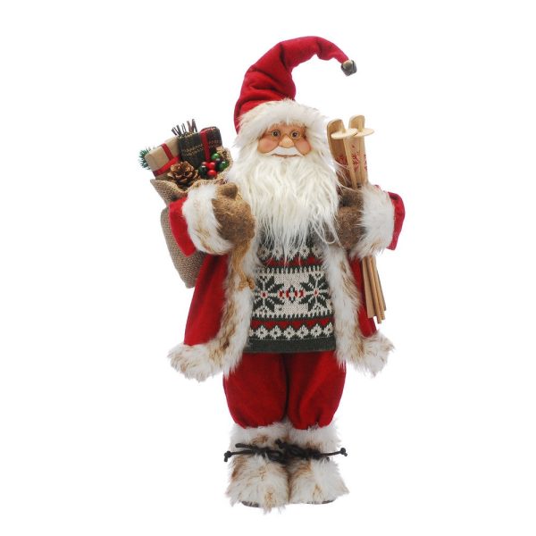 Santa with Skis Christmas Decoration - 45cm