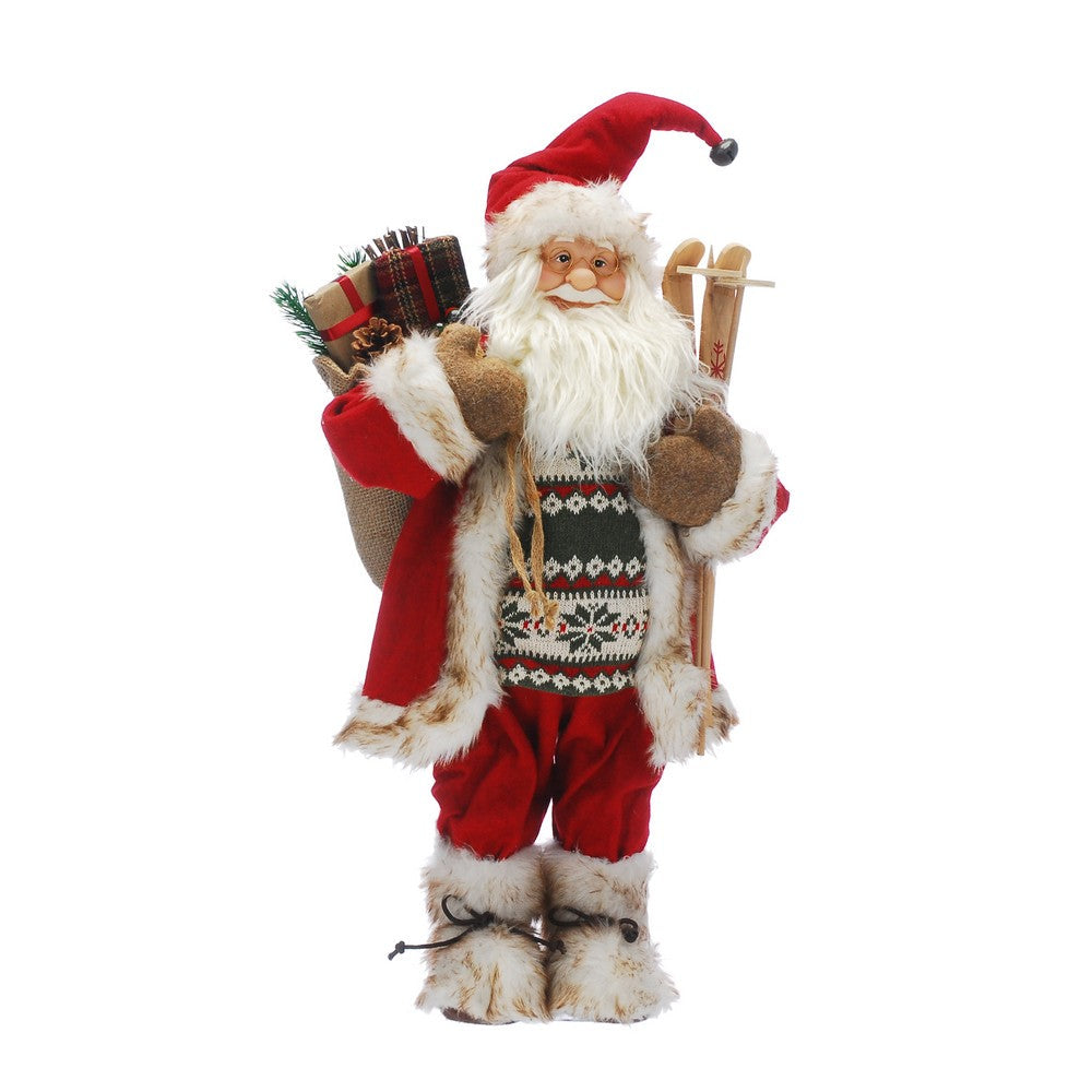 Santa with Skis Christmas Decoration - 60cm