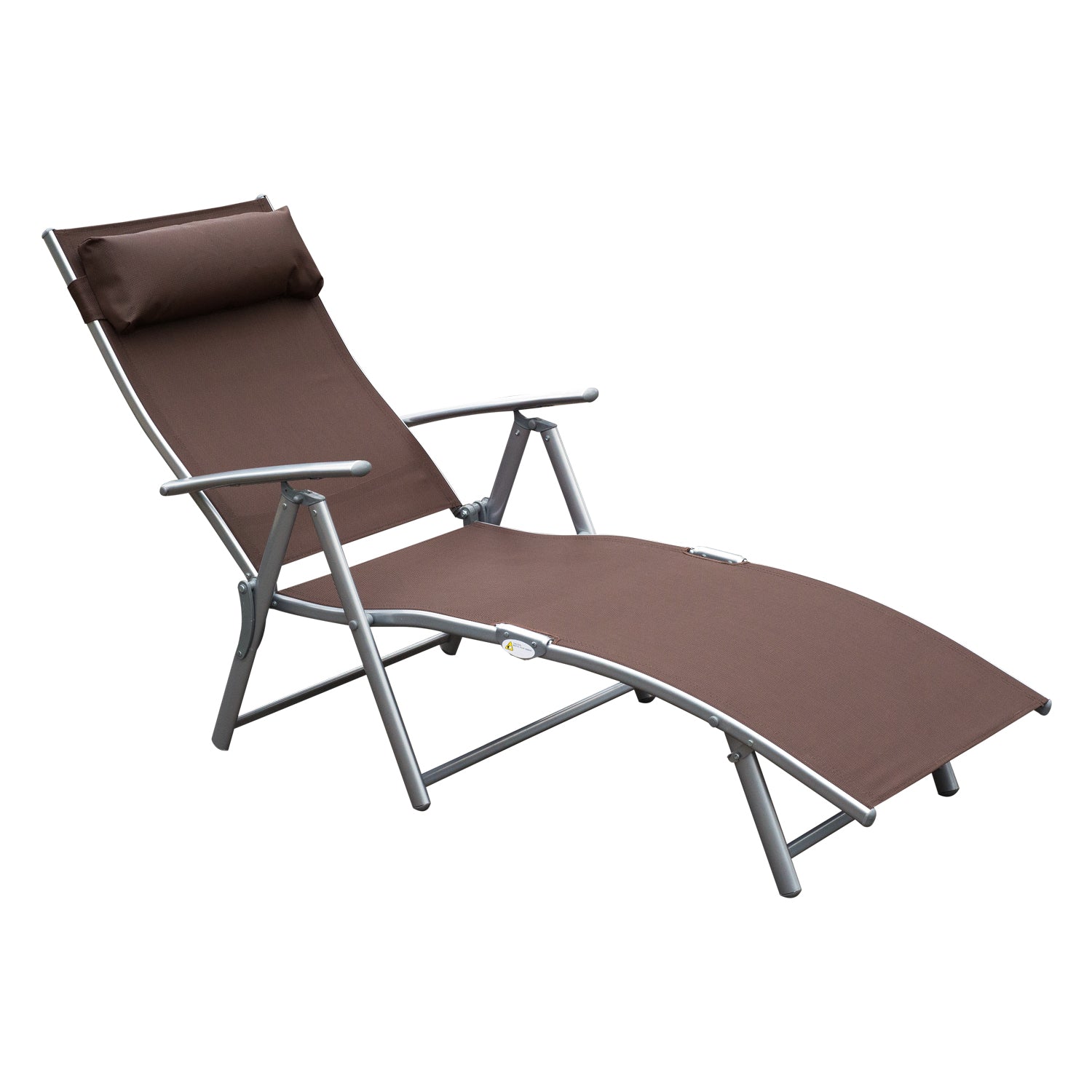 Sun Lounger Steel Frame Outdoor Folding Chaise Texteline Lounge Chair Recliner with Headrest & 7 Levels Adjustable Backrest