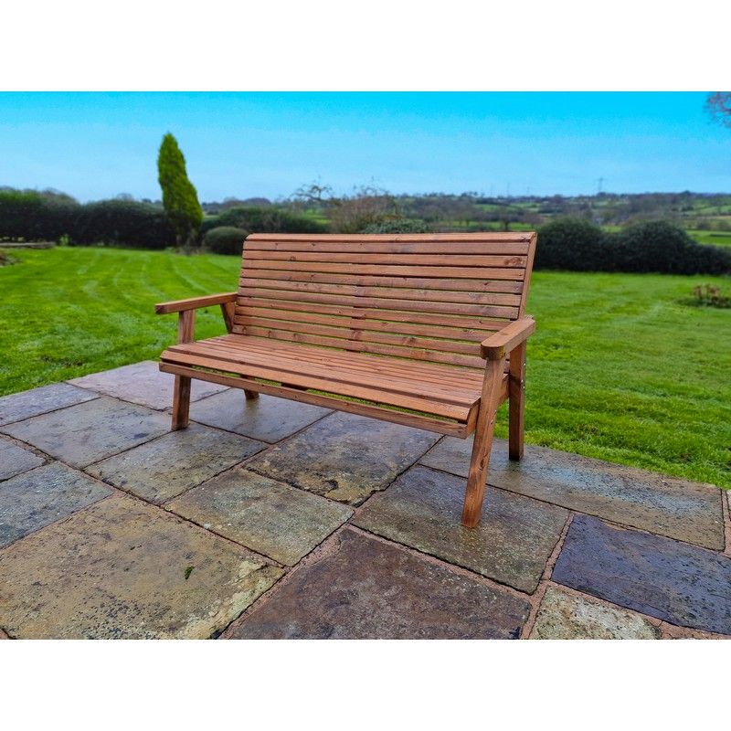 Swedish Redwood Garden Bench by Croft - 3 Seats