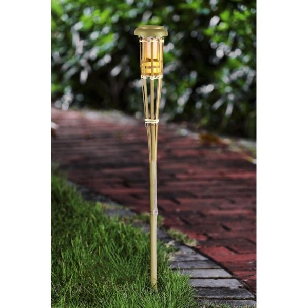 Tiki Torch Solar Garden Stake Light Decoration 12 Orange LED - 71cm by Bright Garden