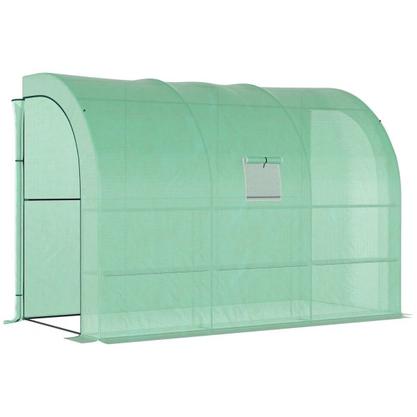 Walk-In Lean to Greenhouse with Windows and Zippered Doors