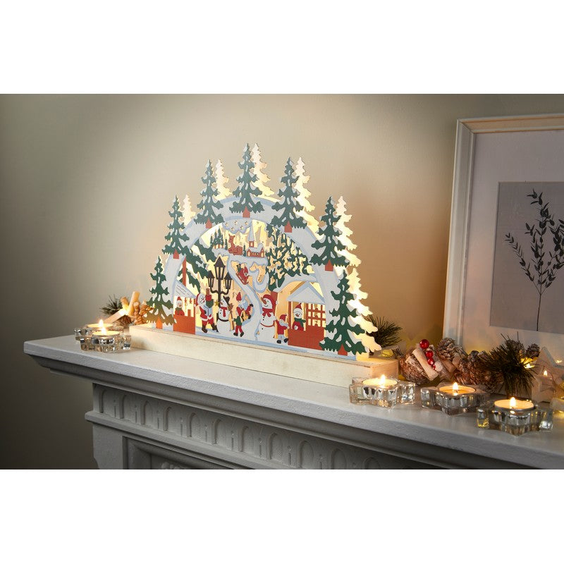 Wood Winter Christmas Scene 7 LED Warm White 47.5cm by Astralis