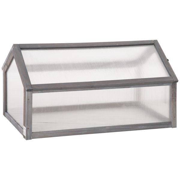 Wooden Cold Frame Garden Polycarbonate Greenhouse with Openable Top Cover