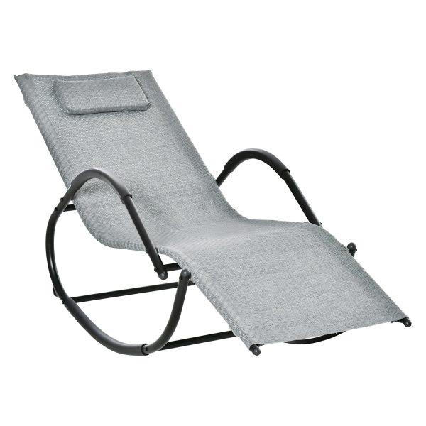 Zero Gravity Rocking Lounge Chair w/ Pillow for Indoor & Outdoor Texteline Grey