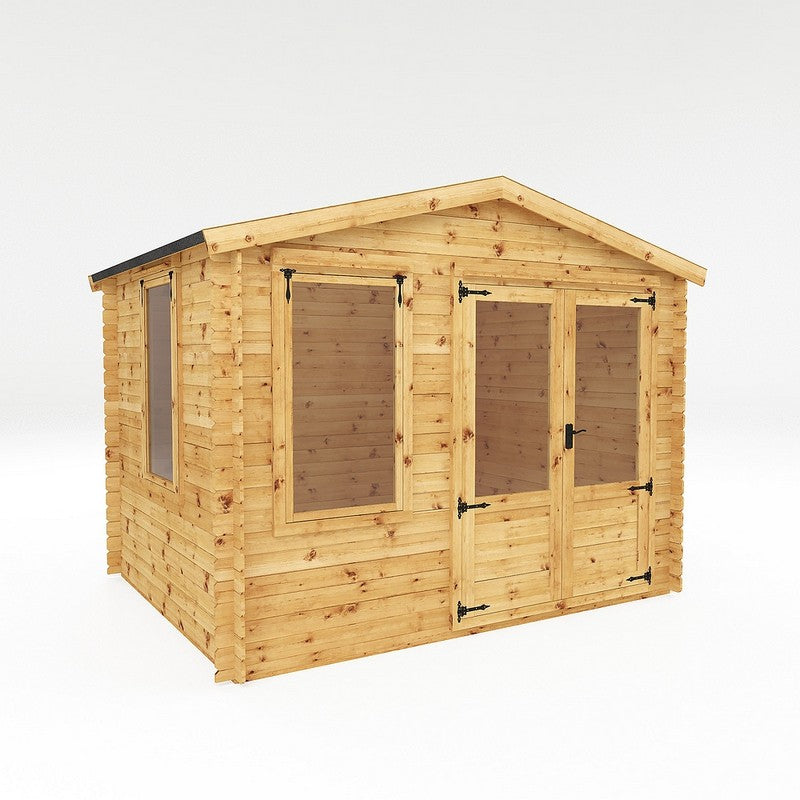 Mercia 11' 2" x 8' 7" Apex Log Cabin - Premium Cladding Log Clad