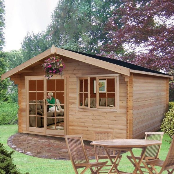 Shire Abbeyford 11' 9" x 11' 9" Apex Log Cabin - Premium 34mm Cladding Tongue & Groove