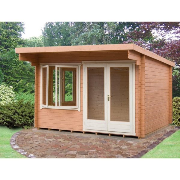 Shire Belgravia 11' 9" x 9' 9" Pent Log Cabin - Classic 28mm Cladding Tongue & Groove