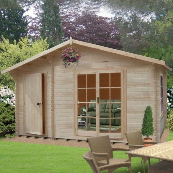 Shire Bourne 13' 8" x 11' 9" Apex Log Cabin - Premium 28mm Cladding Tongue & Groove