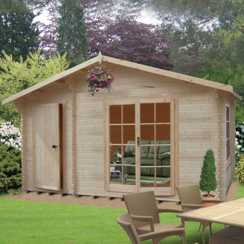 Shire Bourne 13' 8" x 11' 9" Apex Log Cabin - Premium 34mm Cladding Tongue & Groove