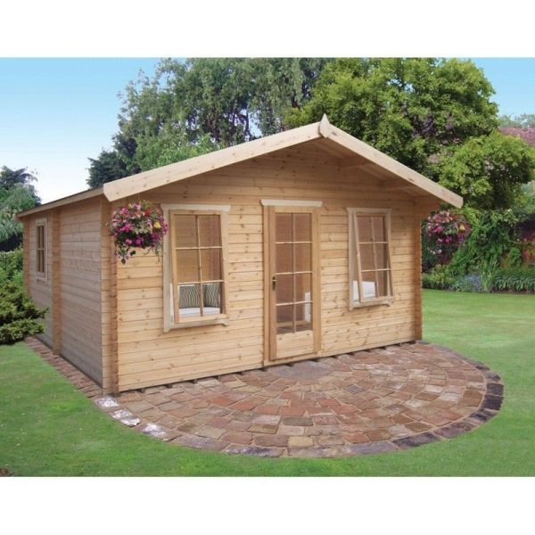 Shire Drummond 15' 2" x 15' 2" Apex Log Cabin - Premium 34mm Cladding Tongue & Groove