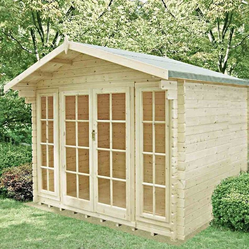 Shire Epping 9' 9" x 11' 9" Apex Log Cabin - Premium 34mm Cladding Tongue & Groove