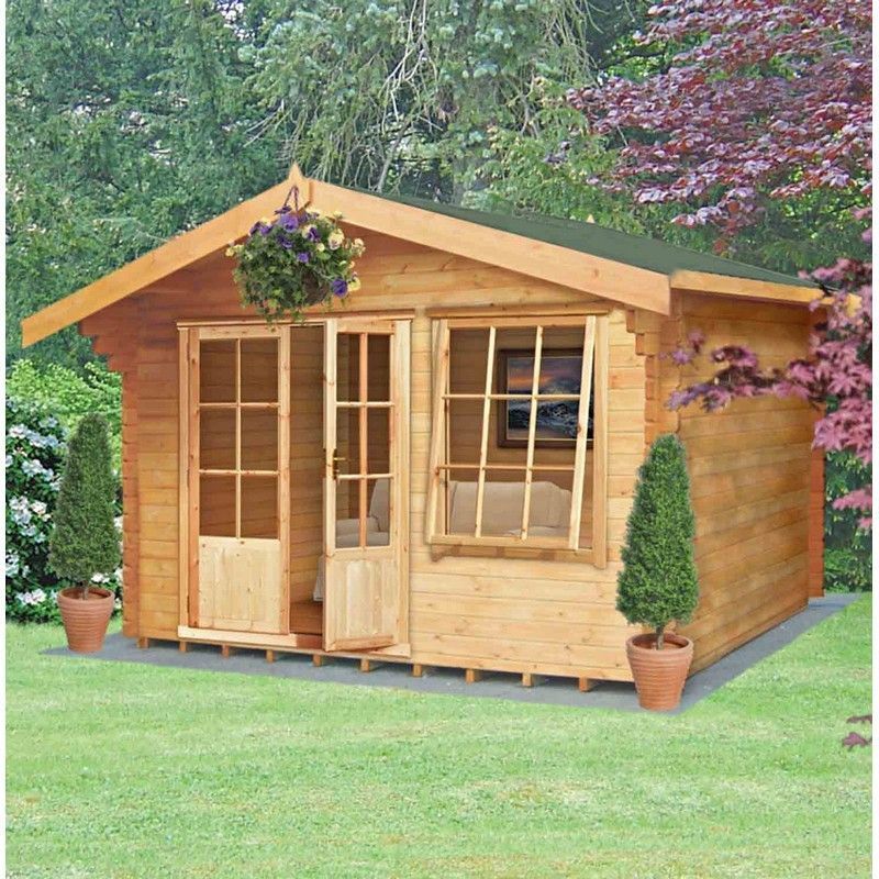 Shire Hale 11' 9" x 11' 9" Apex Log Cabin - Premium 34mm Cladding Tongue & Groove