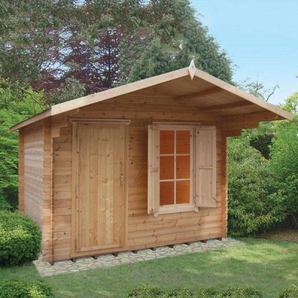 Shire Hopton 11' 9" x 11' 9" Apex Log Cabin - Premium 44mm Cladding Tongue & Groove