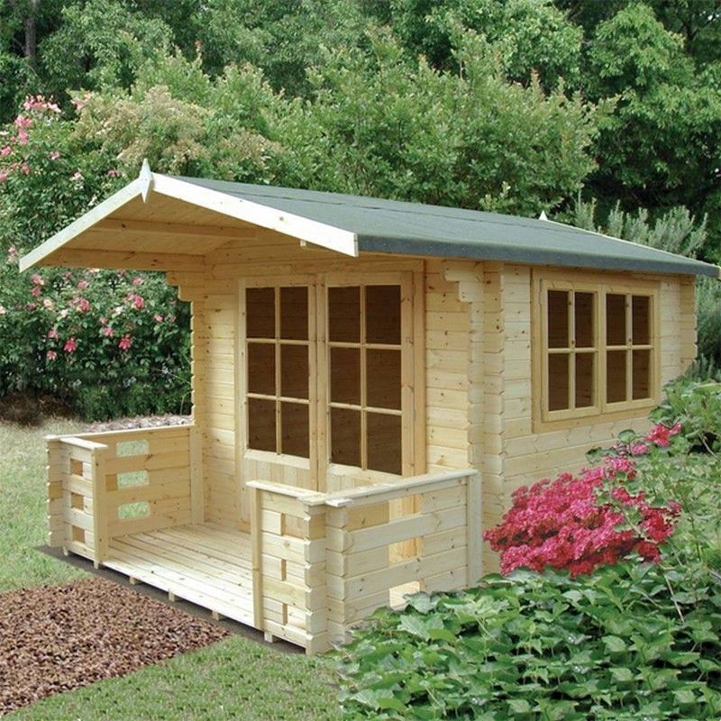 Shire Kesteven 7' 10" x 7' 10" Apex Log Cabin - Premium 44mm Cladding Tongue & Groove