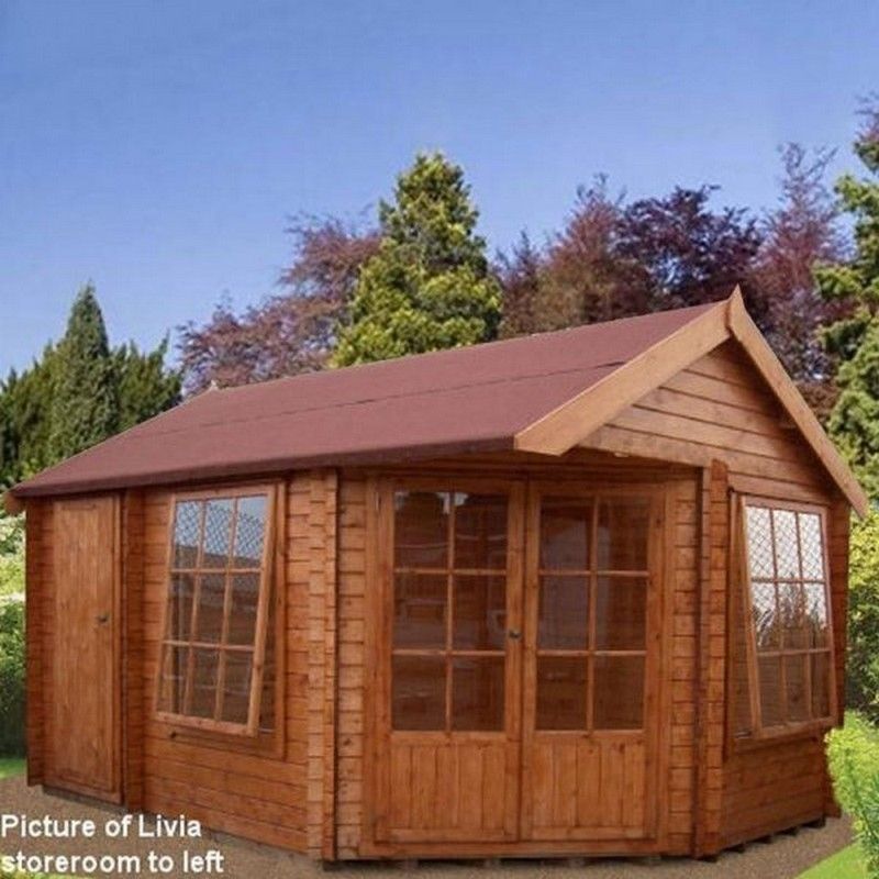 Shire Livia 15' 6" x 16' 8" Reverse Apex Log Cabin - Premium 28mm Cladding Tongue & Groove