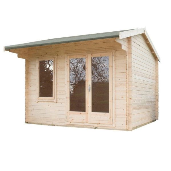 Shire Marlborough 9' 9" x 13' 8" Reverse Apex Log Cabin - Premium 70mm Cladding Tongue & Groove