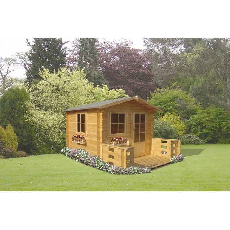 Shire Norwood 11' 9" x 15' 8" Apex Log Cabin - Premium 34mm Cladding Tongue & Groove