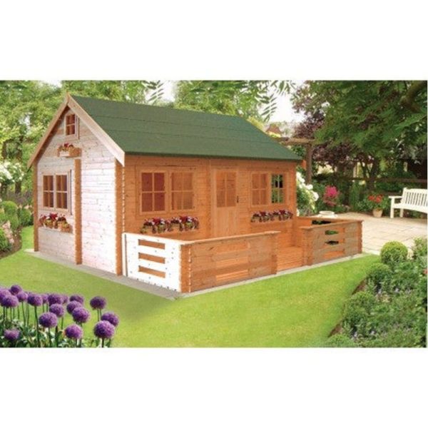 Shire Pemberey 12' 9" x 18' Reverse Apex Log Cabin - Premium 44mm Cladding Tongue & Groove