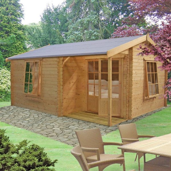 Shire Ringwood 11' 9" x 17' 8" Reverse Apex Log Cabin - Premium 28mm Cladding Tongue & Groove