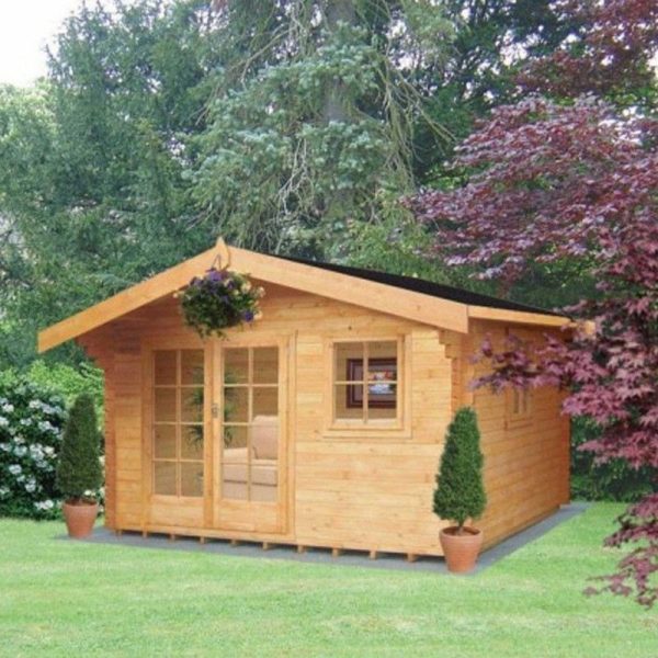 Shire Tunstall 11' 9" x 13' 8" Apex Log Cabin - Premium 28mm Cladding Tongue & Groove