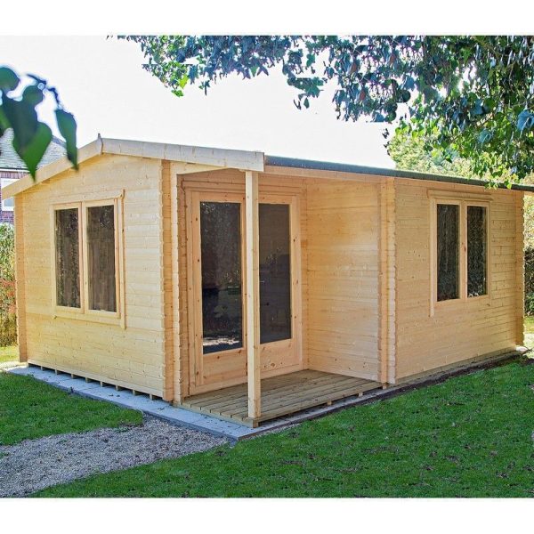 Shire Twyford 11' 9" x 12' 9" Reverse Apex Log Cabin - Premium 34mm Cladding Tongue & Groove