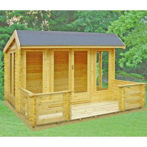 Shire Wykenham 7' 10" x 11' 9" Reverse Offset Apex Log Cabin - Premium 34mm Cladding Tongue & Groove