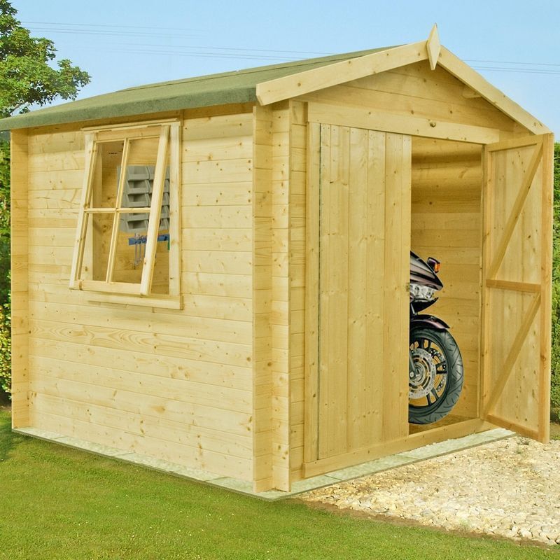 Shire Bradley 7' 4" x 6' 11" Apex Log Cabin - Premium 19mm Cladding Log Clad