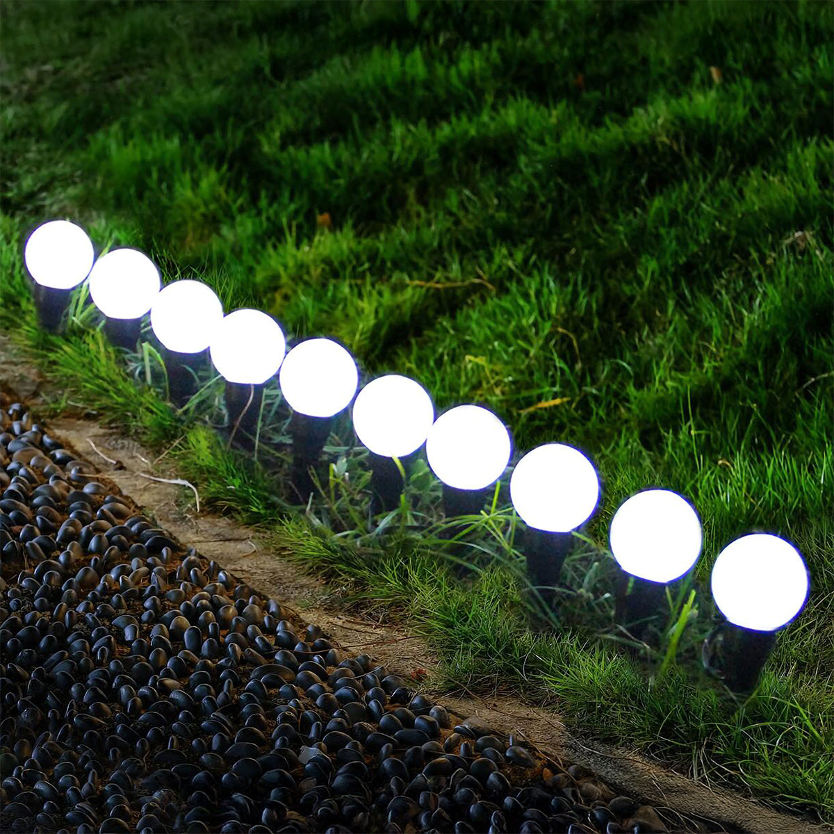 10 Pack Orb Solar Garden Stake Light White LED - 4.5m by Bright Garden