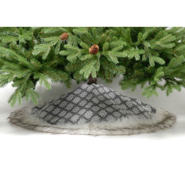 100cm Christmas Tree Skirt Polyester Grey & White