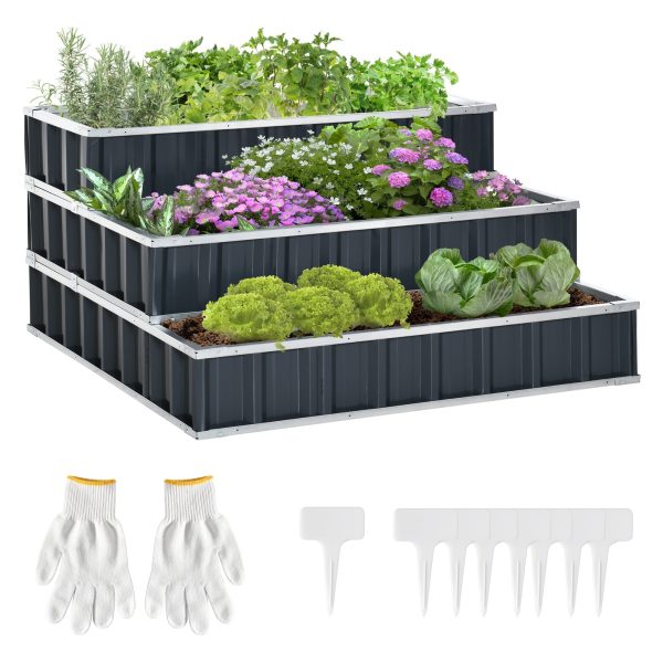 118cm x 118cm x 62cm 3 Tier Raised Garden Bed