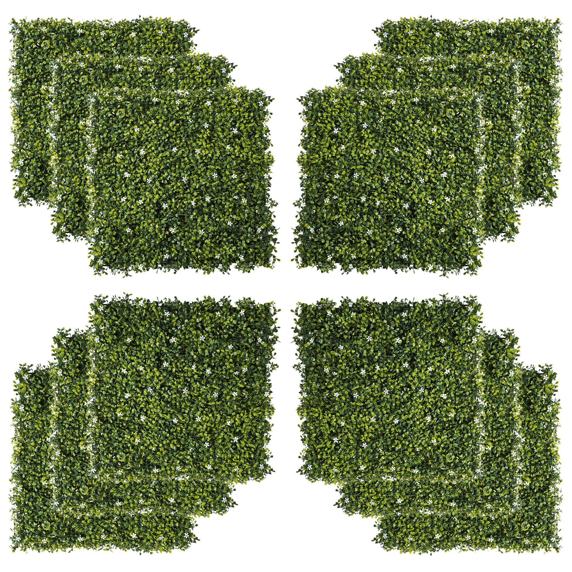 12-Piece 20" x 20" Artificial Boxwood Wall Panel Milan Grass Privacy Fence Screen