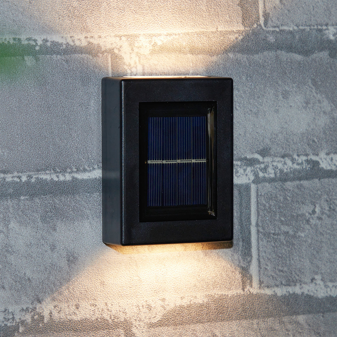 2 Pack Black Contemporary Solar Garden Wall Light 4 Warm White LED - 10cm by Bright Garden