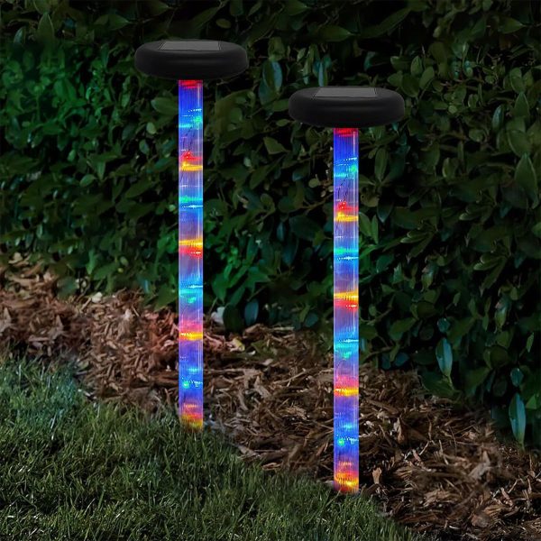 2 Pack Micro LED Solar Garden Stake Light 18 Multicolour LED - 54cm Oslo by Bright Garden