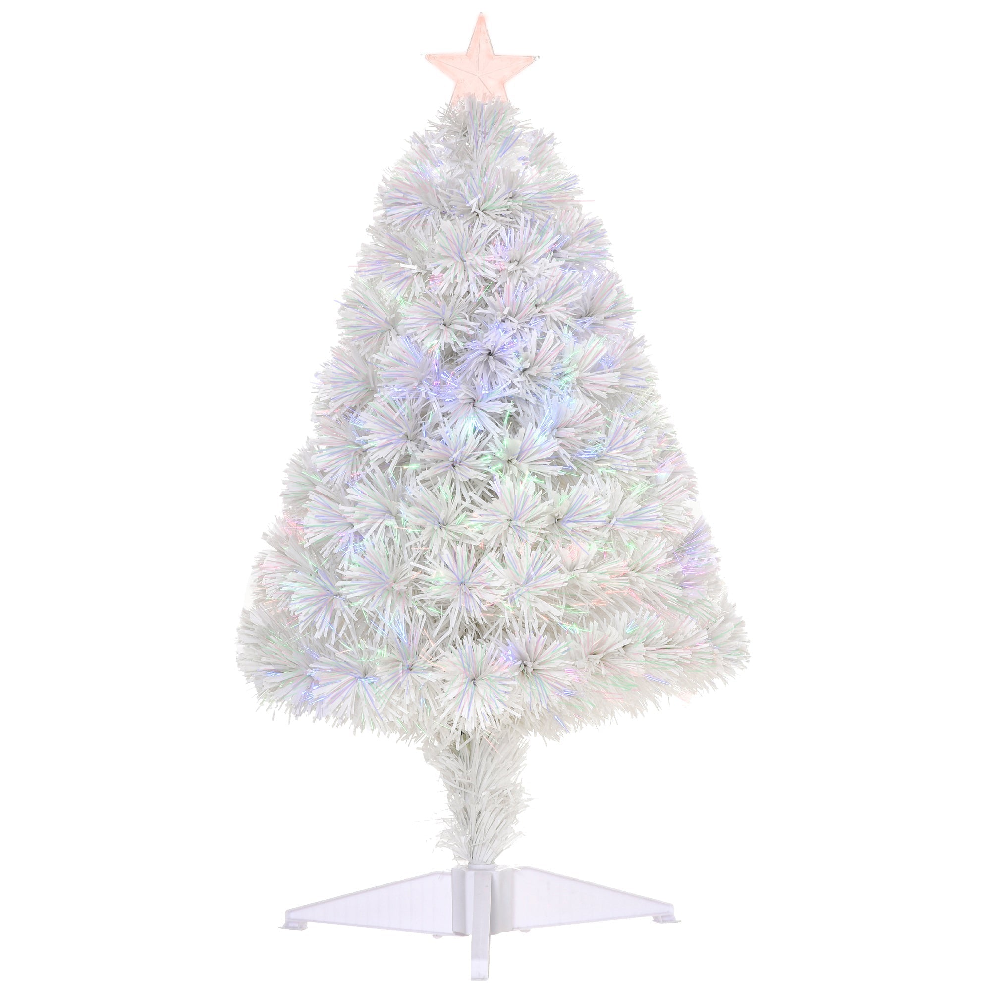 2.5 Foot Prelit Artificial Tabletop Christmas Tree with Fibre Optics Holiday Home Xmas Decoration for Table and Desk