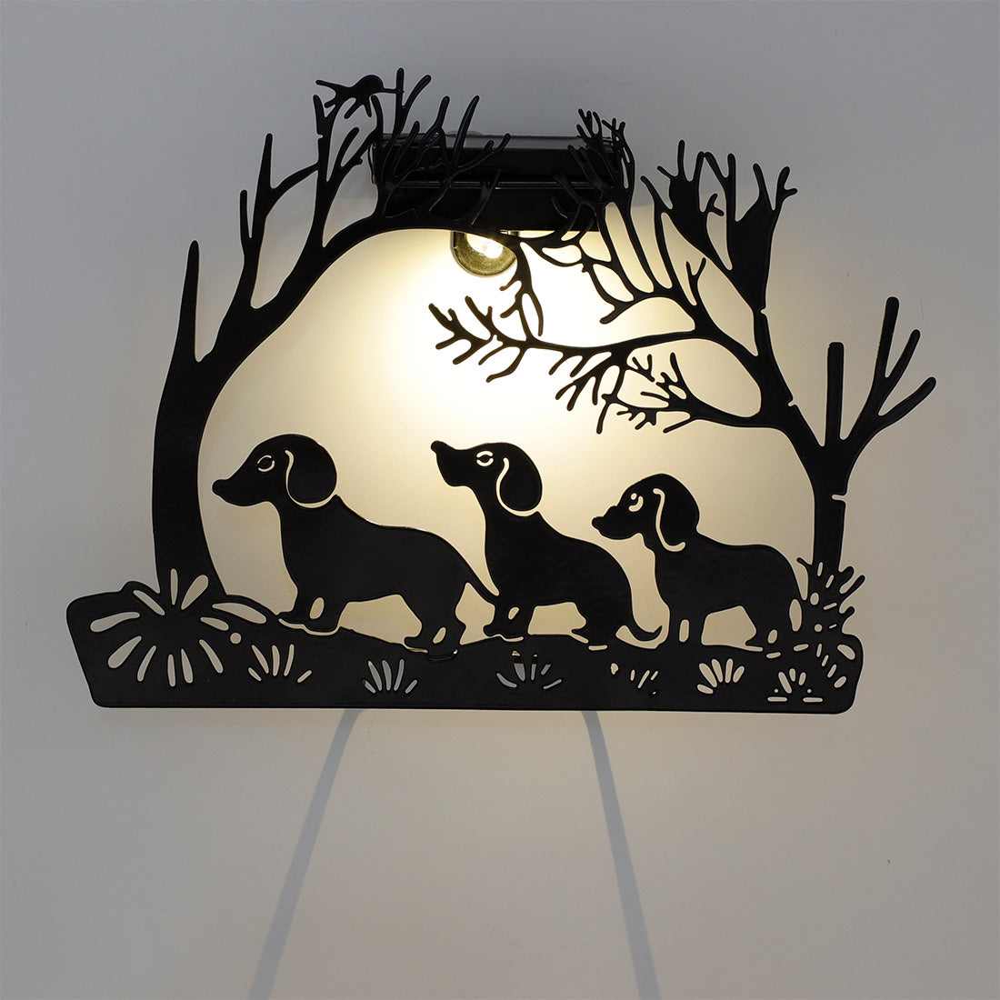 3 Dogs Scene Solar Garden Wall Light Warm White LED - 20.5cm by Bright Garden