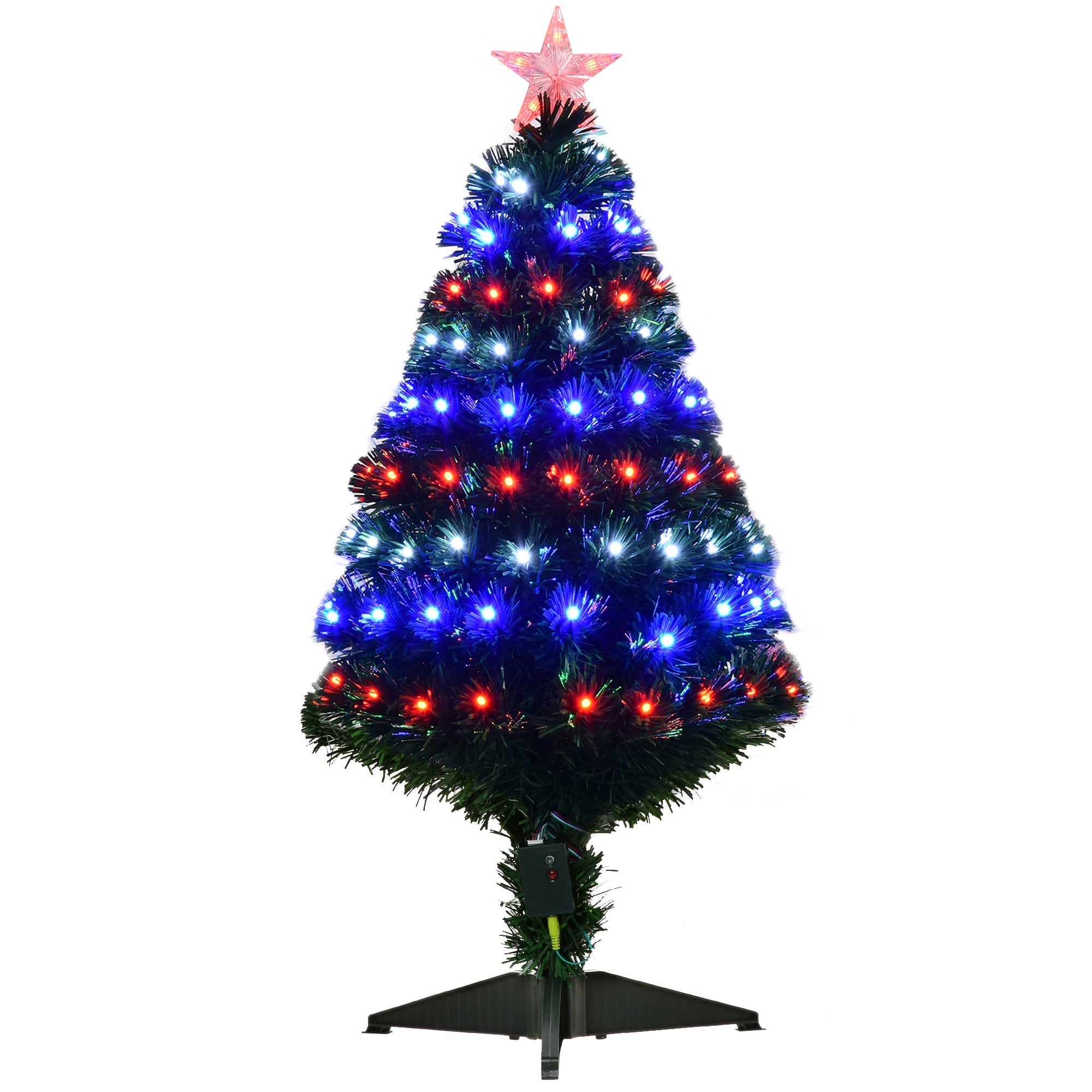 3 Foot Prelit Artificial Christmas Tree with Multi-Coloured Fiber Optic LED Light