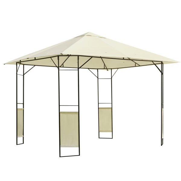 3 x 3 Meters Patio Garden Metal Gazebo Marquee Steel Frame with Canopy Awning Tent Water Resistant Cream