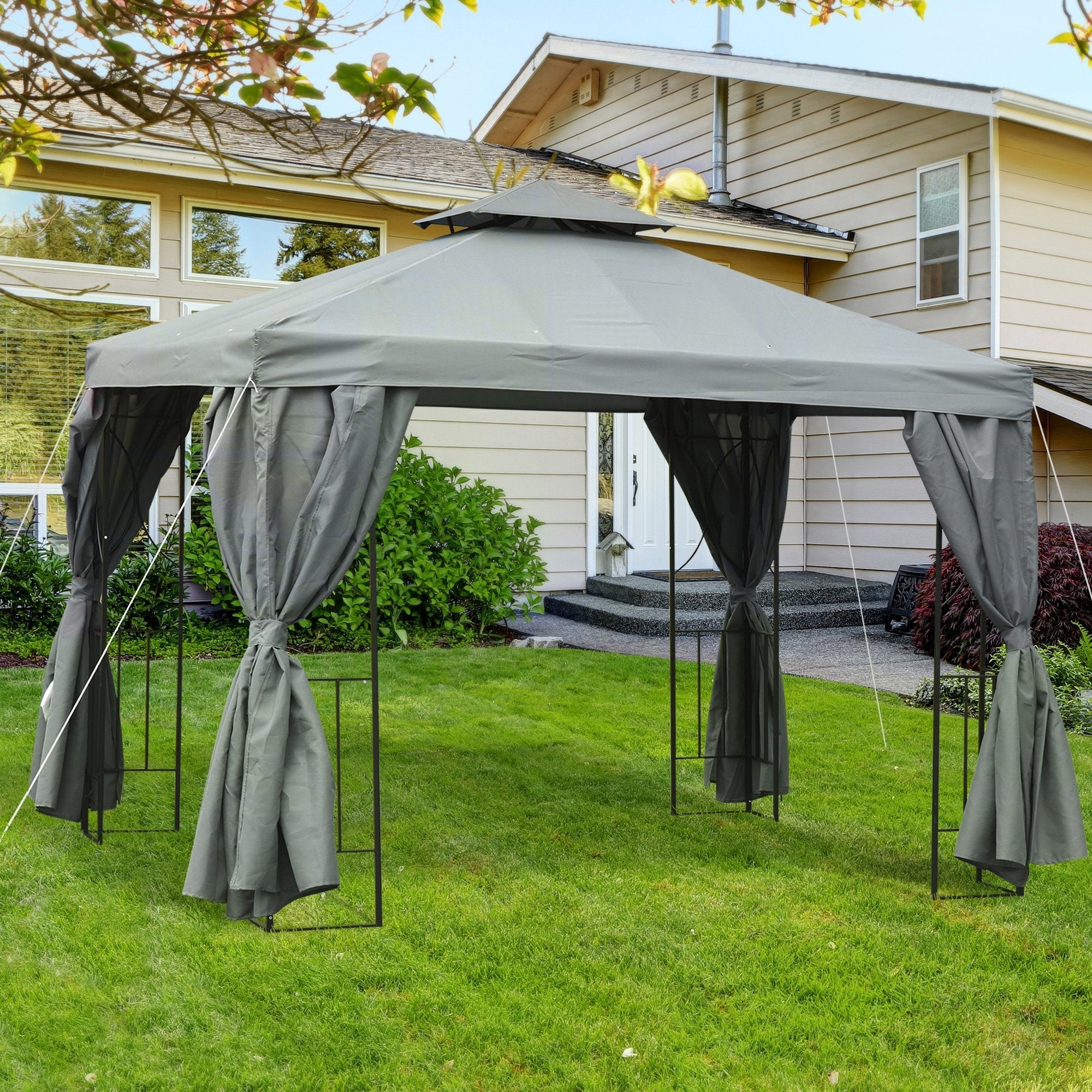 3 x 3M Metal Gazebo Garden Marquee Patio Tent Pavilion Canopy Sun Shade Shelter