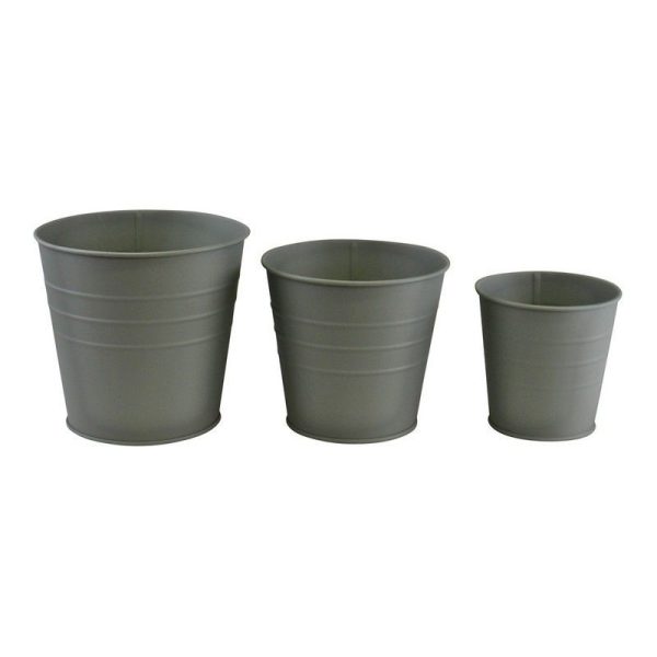 3x Planter Metal Green