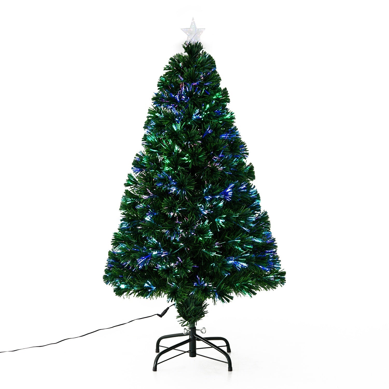 4 Foot Pre-Lit Fibre Optic Artificial Christmas Tree Holiday Xmas Décor with Tree Topper Multi-Colour