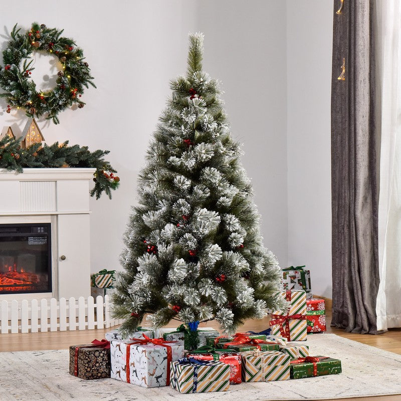 5 Foot Christmas Tree Artificial - White Frosted Green 184 Tips