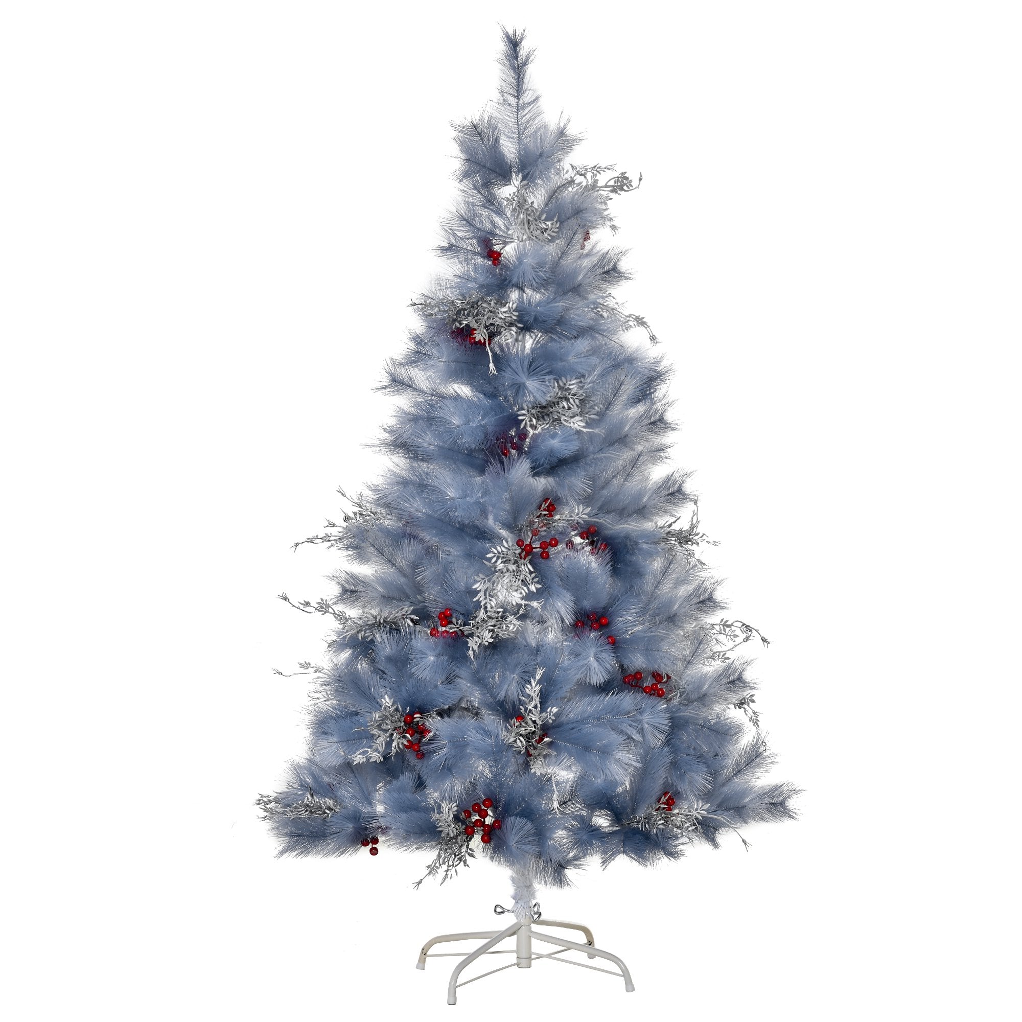 5 Foot Indoor Christmas Tree Artificial Berry Snow Xmas Decoration with Metal Stand and 222 Tips Grey