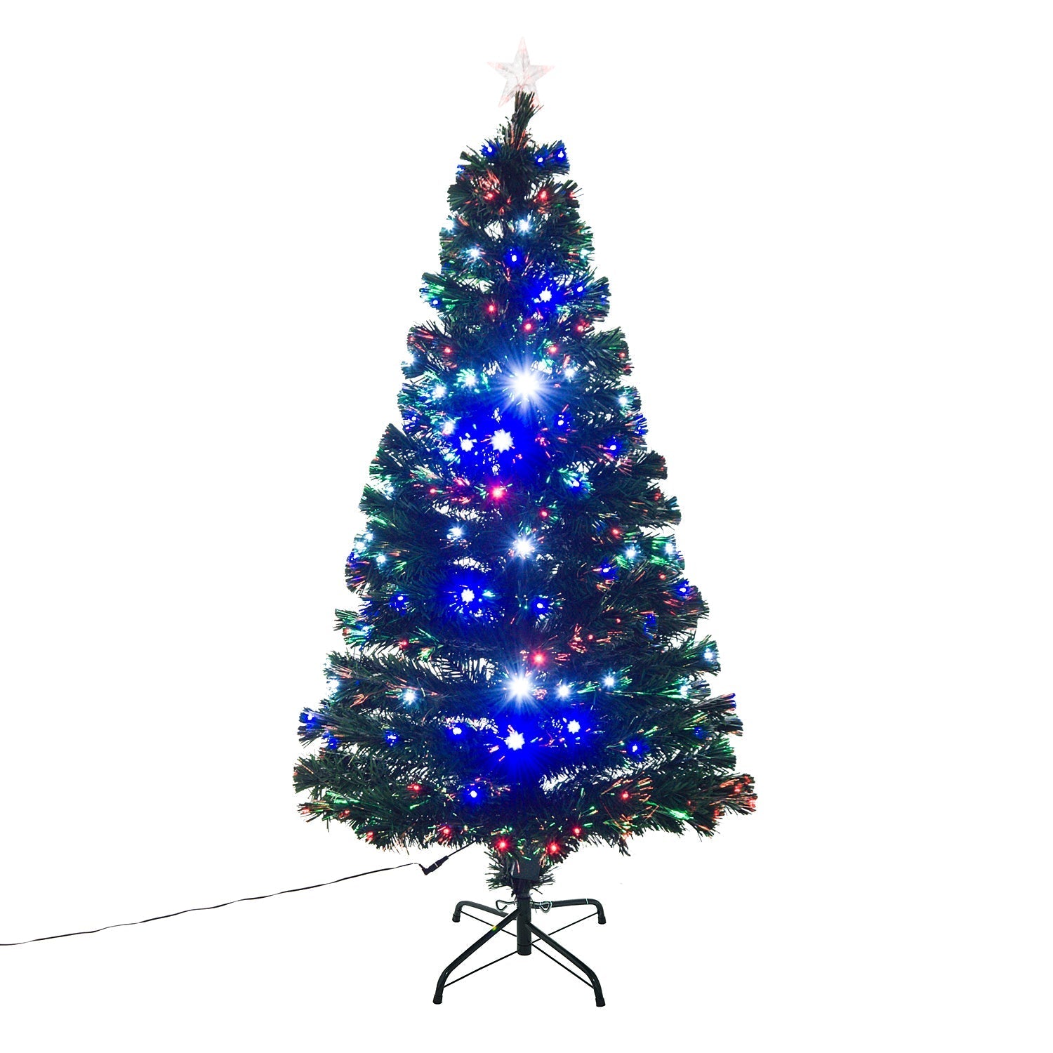 5 Foot Prelit Artificial Christmas Tree with Multi-Coloured Fibre Optic LED Light