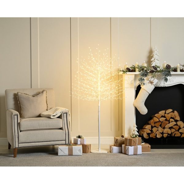 5ft Topiary Christmas Tree Light Feature White with LED Lights Warm White Microdot