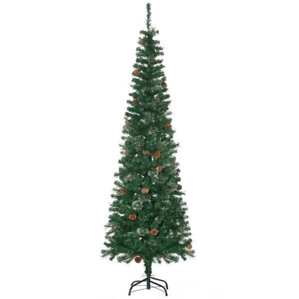 6.5 Foot Tall Pencil Slim Artificial Christmas Tree with Realistic Branches