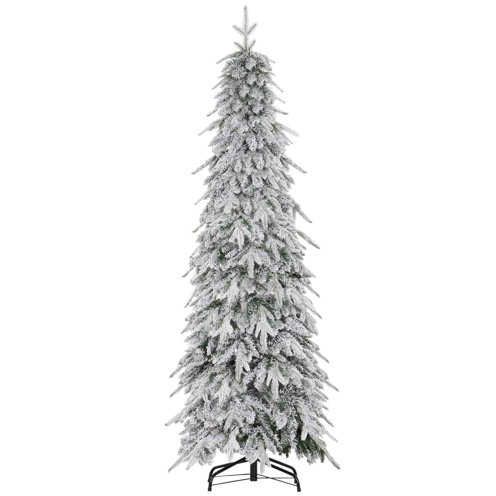 6ft Slim Christmas Tree Artificial - White Frosted Green Slim 600 Tips