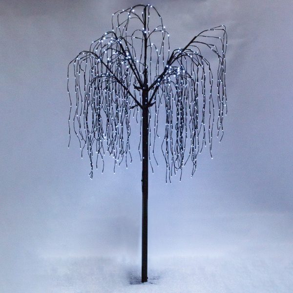 6ft Willow Christmas Tree Light Feature Black with LED Lights Cool White