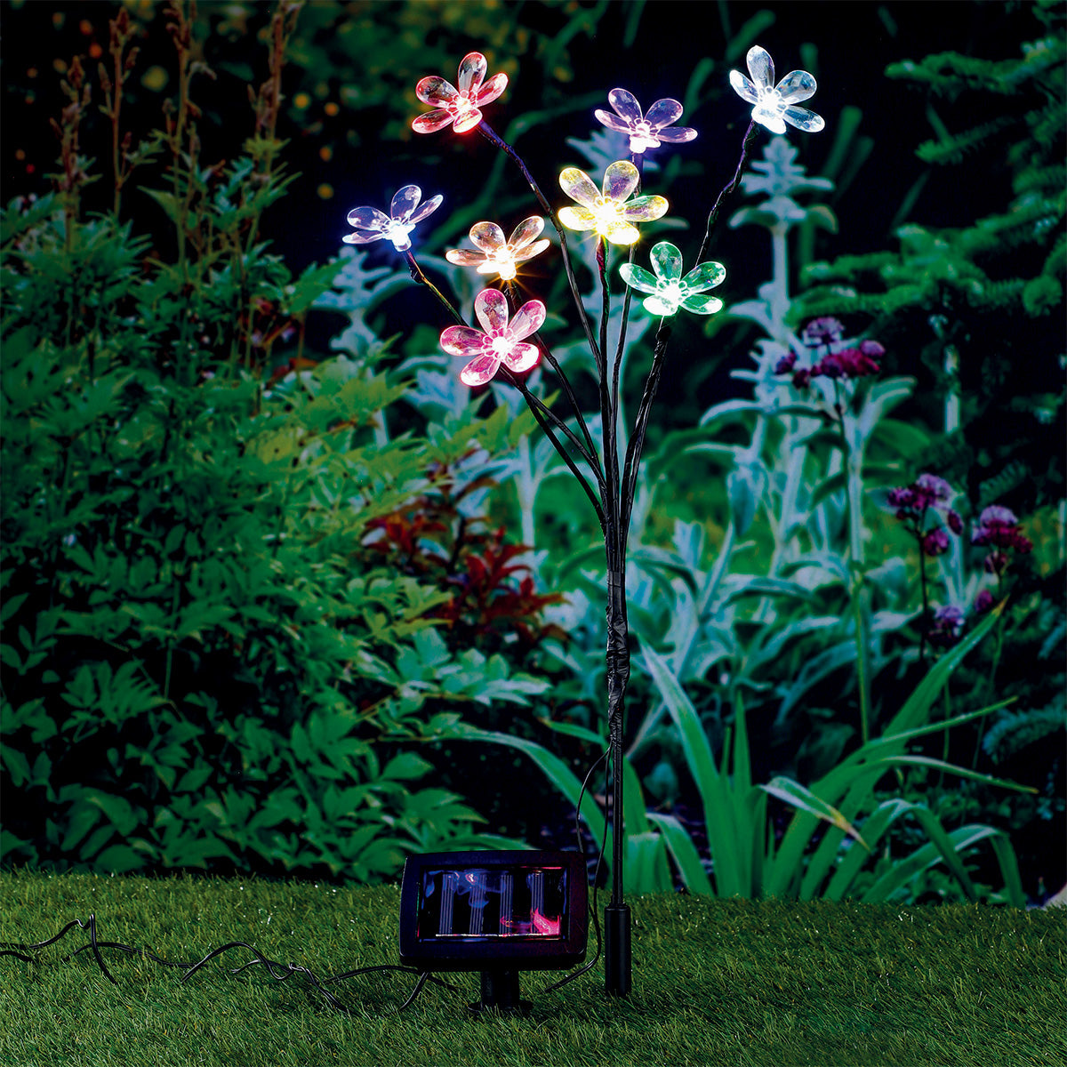 8 Flowers Solar Garden Stake Light 8 Multicolour LED - 60cm by Bright Garden